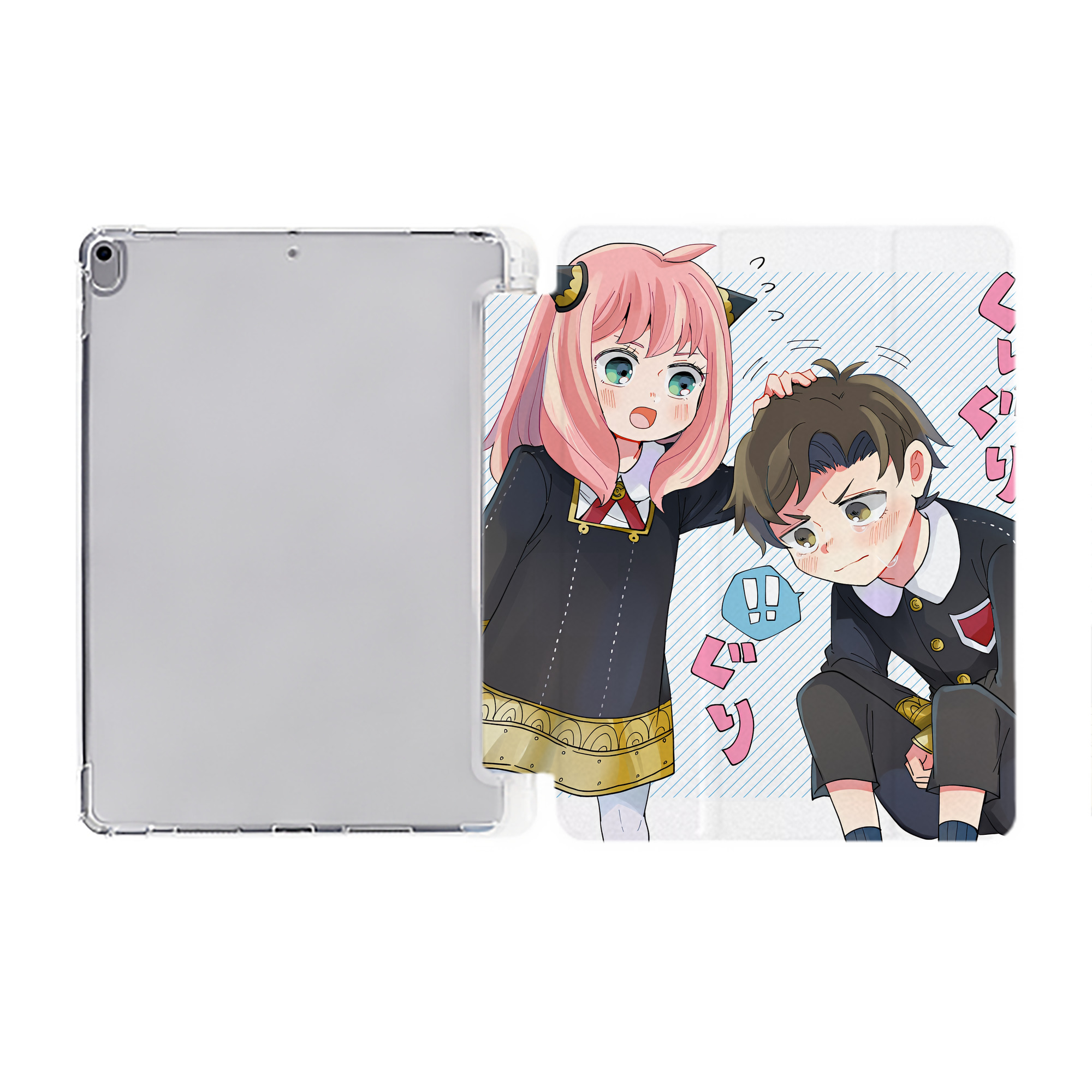 （画像用） SPY×FAMILY间谍家家酒 IPad ケース ペン収納付き 三つ折りスタンド PUレザー×シリコン 対応機種9.5/10.5/10.9インチ